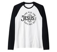 Jesus The Life - Verso bíblico Inspirador Fe Cristiana Camiseta Manga Raglan