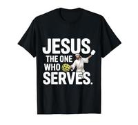 Jesus The One Who Serves Pickleball religioso - Camiseta gráfica económica, Hombre, Negro, M