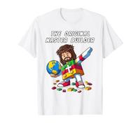 Jesus The Original Master Builder Christian Cross Faith Camiseta gráfica económica, Hombre, Blanco, XL