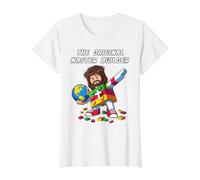 Jesus The Original Master Builder Christian Cross Faith Camiseta gráfica económica, Mujer, Blanco, M