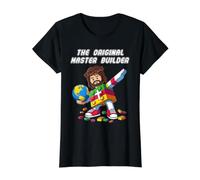 Jesus The Original Master Builder Christian Cross Faith Camiseta gráfica económica, Mujer, Negro, S