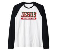 Jesús The Reason For The Season Plaid Christmas Christian Camiseta Manga Raglan