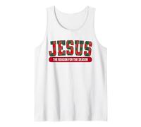 Jesús The Reason For The Season Plaid Christmas Christian Camiseta sin Mangas