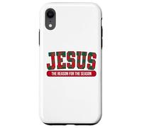 Jesús The Reason For The Season Plaid Christmas Christian Carcasa para iPhone XR