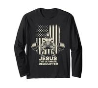 Jesus The Ultimate Deadlifter - Divertido gráfico de Levantamiento de Pesas Manga Larga