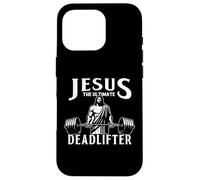 Jesus The Ultimate Deadlifter Funny Christian Workout Gym Carcasa para iPhone 16 Pro