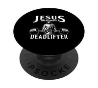 Jesus The Ultimate Deadlifter Funny Christian Workout Gym PopSockets PopGrip Adhesivo