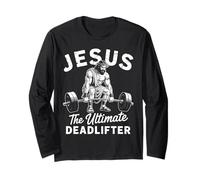 Jesus The Ultimate Deadlifter Inspiración Cristiana Gimnasio Manga Larga