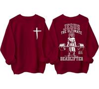 Jesus The Ultimate Deadlifter - Sudadera con capucha unisex con diseño de cruz cristiana, Burdeos, XL