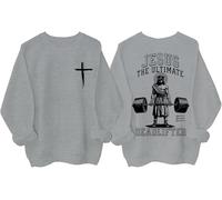 Jesus The Ultimate Deadlifter - Sudadera con capucha unisex con diseño de cruz cristiana, gris, XXL