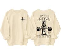 Jesus The Ultimate Deadlifter - Sudadera con capucha unisex con diseño de cruz cristiana, Khika, XL