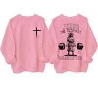 Jesus The Ultimate Deadlifter - Sudadera con capucha unisex con diseño de cruz cristiana, rosa, XXL