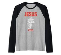 Jesus The Way The Truth The Life Juan 14 6 Fe Cristiana Camiseta Manga Raglan