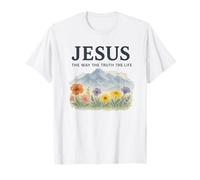 Jesus The Way The Truth The Life Watercolor Mountains Camiseta