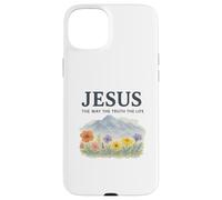 Jesus The Way The Truth The Life Watercolor Mountains Carcasa para iPhone 15 Plus