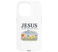 Jesus The Way The Truth The Life Watercolor Mountains Carcasa para iPhone 15 Pro