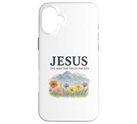 Jesus The Way The Truth The Life Watercolor Mountains Carcasa para iPhone 16 Plus