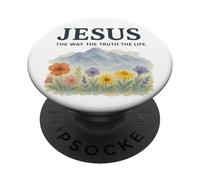 Jesus The Way The Truth The Life Watercolor Mountains PopSockets PopGrip Adhesivo