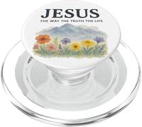Jesus The Way The Truth The Life Watercolor Mountains PopSockets PopGrip para MagSafe