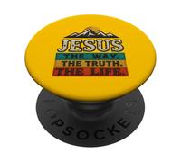 Jesus The Way Truth Life Mujeres Hombres Regalo de adoración Cristiana PopSockets PopGrip Adhesivo