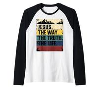 Jesus The Way Truth Life Women Men Kids Christian Worship Camiseta Manga Raglan