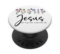 Jesus The Way Truth The Life Christian Bible Verse God Quote PopSockets PopGrip Adhesivo