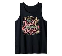 Jesus Thinks I'm a Delight Christian Floral Cita Camiseta sin Mangas