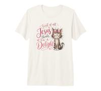 Jesus Thinks I'm A Delight Funny Christian Faith Cat Lover Camiseta Premium