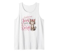 Jesus Thinks I'm A Delight Funny Christian Faith Cat Lover Camiseta sin Mangas