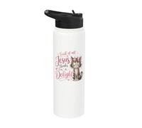 Jesus Thinks I'm A Delight Funny Christian Faith Cat Lover Stainless Steel Insulated Water Bottle