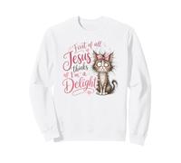 Jesus Thinks I'm A Delight Funny Christian Faith Cat Lover Sudadera