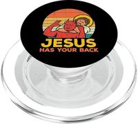Jesús Tiene su Espalda Jiu Jitsu Retro Christian Hombres Mujeres Niños PopSockets PopGrip para MagSafe
