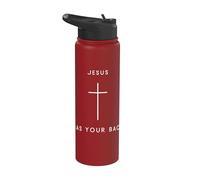 Jesús tiene tu cruz de espalda - Religioso cristiano minimalista Stainless Steel Insulated Water Bottle