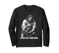 Jesús Tiene tu Espalda Jujitsu Jesús Diablo Divertido Manga Larga