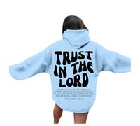 Jesus Trust In The Lord - Sudadera con capucha para mujer, diseño gráfico de moda, cristiano, divertido, sudadera con capucha de manga larga, casual, con capucha, azul, S