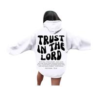 Jesus Trust In The Lord - Sudadera con capucha para mujer, diseño gráfico de moda, cristiano, divertido, sudadera con capucha de manga larga, casual, con capucha, blanco, S