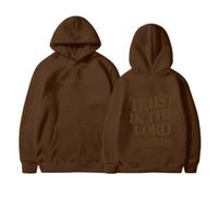 Jesus Trust In The Lord Sudaderas con capucha para mujer, cómodas, de manga larga, cristiana, suave, con capucha, con forro polar, con letras gráficas, a la moda, Workou Essential God, café, 3XL