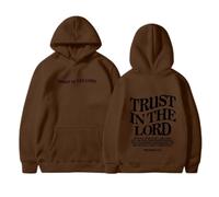 Jesus Trust In The Lord - Sudaderas de gran tamaño para mujer, con forro polar cristiano, a la moda, con capucha y diseño de letras de la Universidad God Workou, anime, Jesus Saves Faith, café, XL