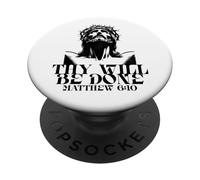Jesús Tu Voluntad Hágase Verso de la Biblia Católica Mateo 6 10 PopSockets PopGrip Adhesivo