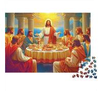 Jesús Última Cena Rompecabezas de 1000 Piezas Difícil para Adultos Escena Sagrada Bíblica de la Última Cena Premium Robusto Vibrante Alivio de Estrés Juego 70x50cm/1000pzs