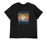 Jesus Ultimate Deadlifter Gym T-Shirt Man's Fashion Cotton Black Clothes, Negro , XL
