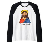 Jesús Vi Ese Meme Cristiano Divertido Camiseta Manga Raglan