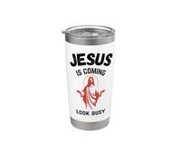 Jesús viene Mira ocupado Vaso térmico de acero inoxidable de doble pared