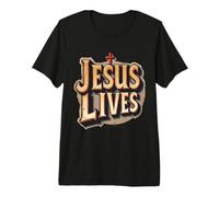Jesús Vive Feliz día de Pascua Cristo resucitado Cruz Cristiana Camiseta Premium