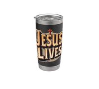 Jesús vive feliz día de Pascua Cristo resucitado Cruz cristiana Vaso térmico de acero inoxidable de doble pared