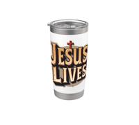 Jesús vive feliz día de Pascua Cristo resucitado Cruz cristiana Vaso térmico de acero inoxidable de doble pared