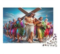 Jesus Walking on Sea with Fish Puzzles Imposible,desafío para Adultos Juego Educativo 1000 Piezas Obra De Arte De Juego De para Adultos Y Niños A Partir De 12 Años 52x38cm/1000pcs