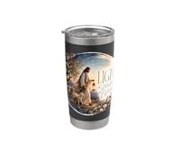 Jesús Wildflowers Christian Cordero Cristo Orar Dios Luz Cerrar Vaso térmico de acero inoxidable de doble pared
