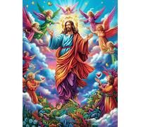 Jesus with Ángeles en jardín Floral Puzzle 1000 Piezas 3D Creativo Rompecabezas para Hombres Y Mujeres Decoración Hogar Moderno Construir Maquetas 1000 PCS
