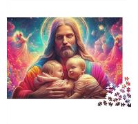 Jesus with Babies Rompecabezas Único 1000 Piezas para Adultos Mary & Child Colorido Desafiante y Estimulante Rompecabezas para Adultos Diversión 100% Cartón Reciclado 52x38cm/1000pz